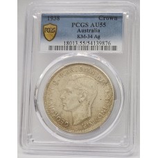AUSTRALIA 1938 . CROWN . PCGS AU55